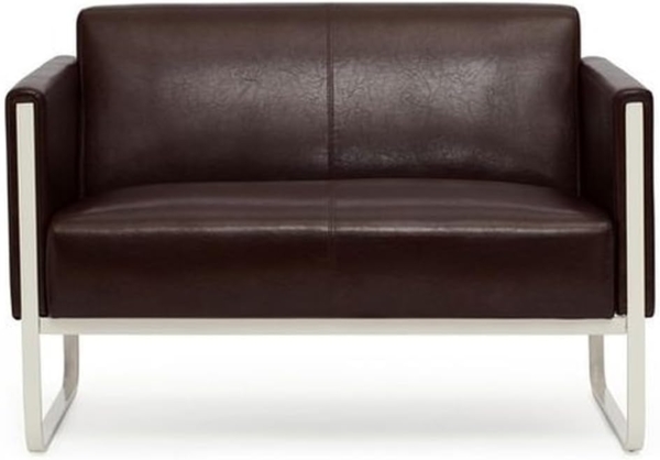 hjh OFFICE Lounge-Sofa 2-Sitzer Aruba Kunstleder Polstersofa Couch modern mit Metallgestell, 111 x 78 x 71 cm, Braun