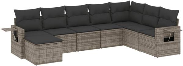 vidaXL 8-tlg. Garten-Sofagarnitur mit Kissen Grau Poly Rattan 3252897