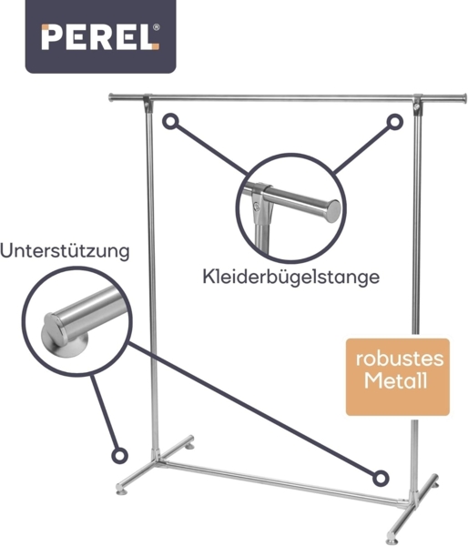 Schwerlast Kleiderstange aus Metall Chromfarben, Tragkraft 75kg Bild 5