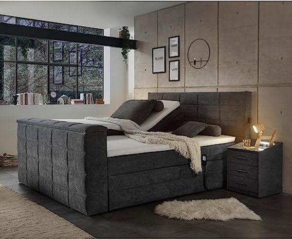 Boxspringbett Dobra 180x200 Anthrazit Motor TV-Halterung