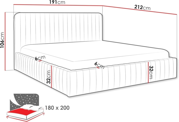 mirjan24 Polsterbett mit Bettkasten Cizron, Doppelbett , orange, 180x200 cm Bild 3
