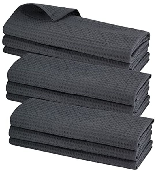 Engelland Geschirrtuch Poliertuch, (Vorteils-Set, 9-tlg, Waffel-Pique), 100 % Baumwolle, integrierte Aufhängeschlaufe, 70 x 50 cm