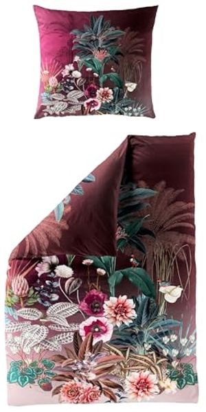 JACK Bettwäsche 135x200cm Digitaldruck Blumen Tropisch Bierbaum, Mako-Satin, 2 teilig, seidiger Glanz, elegantes Motiv
