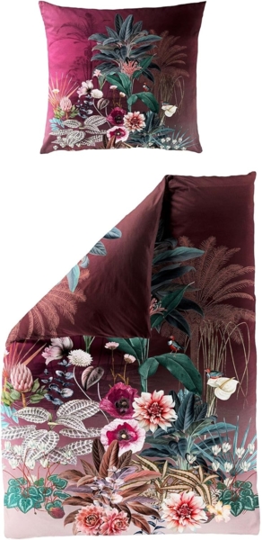 JACK Bettwäsche 135x200cm Digitaldruck Blumen Tropisch Bierbaum, Mako-Satin, 2 teilig, seidiger Glanz, elegantes Motiv