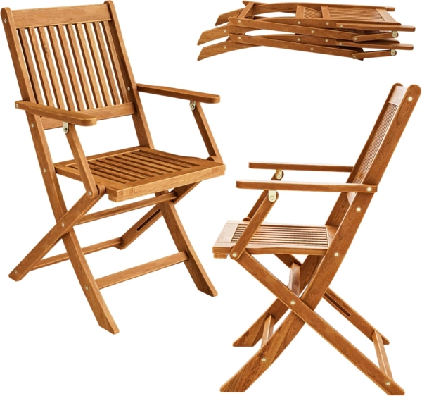 Casaria Klappstuhl, Gartenstuhl Holz FSC®-zertifiziert Akazie Klappbar 56x54cm Garten