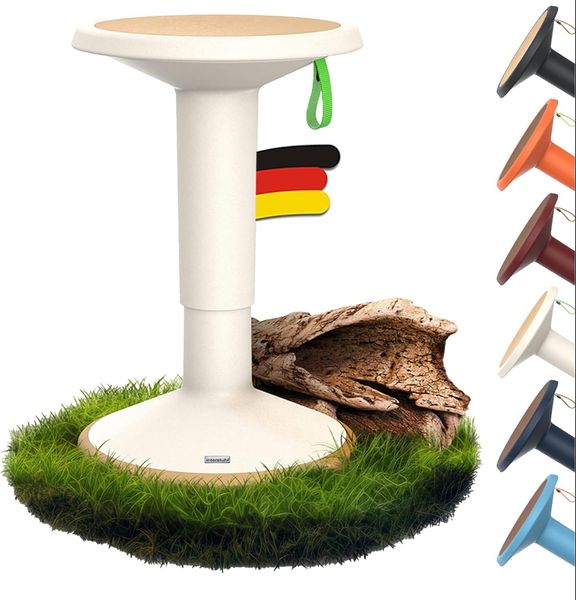 Interstuhl UPis1 - ergonomischer Sitzhocker mit Schwingeffekt - höhenverstellbar - Hocker mit rutschhemmender Standfläche & Kippschutz - Bürohocker (ECO Cremeweiß, ECO UP Sitzhocker)