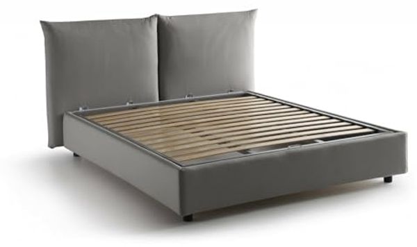 Talamo Italia - Cristel-Doppelbett, Bettkasten mit Stoffbezug, 100% Made in Italy, Öffnung vorne, inklusive Matratze 160x190 cm, Grau Bild 7