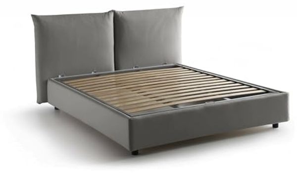 Talamo Italia - Cristel-Doppelbett, Bettkasten mit Stoffbezug, 100% Made in Italy, Öffnung vorne, inklusive Matratze 160x190 cm, Grau Bild 6