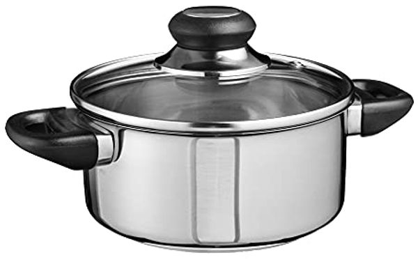 Spetebo Kochtopf Edelstahl Kochtopf mit Glasdeckel - 1,25 L, Edelstahl (Stück, 1-tlg, Topf), Universal Küchen Topf mit Griffen