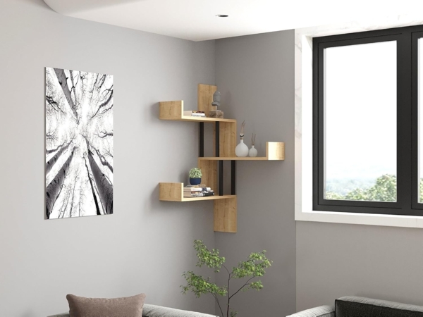 Modern Wall Shelf, Sapphire Oak, 105 x 60 x 20 cm | 100% Melamine Coated Particle Board, 18 mm Thick | Stylish & Functional for Home or Office
