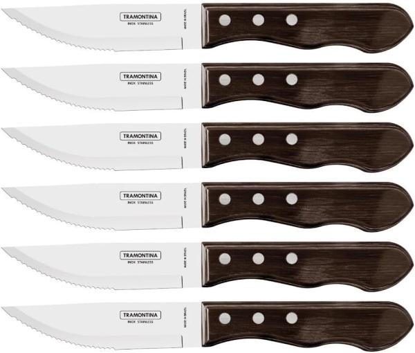 Tramontina 29899-165 Jumbo-Steakmesser-Set, 6-tlg. mit braunen Griffen