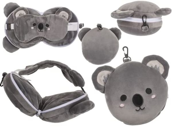 Plüsch Reisekissen für Kinder mit Augenmaske verschiedene Ausführungen 2in1 Koala