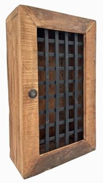 Schlüsselkasten Sumatra aus Altholz 29x50x14 cm Rustikal mit Gittertür Praktische Haken Stilvolle Aufbewahrung für Flur Büro oder Keller