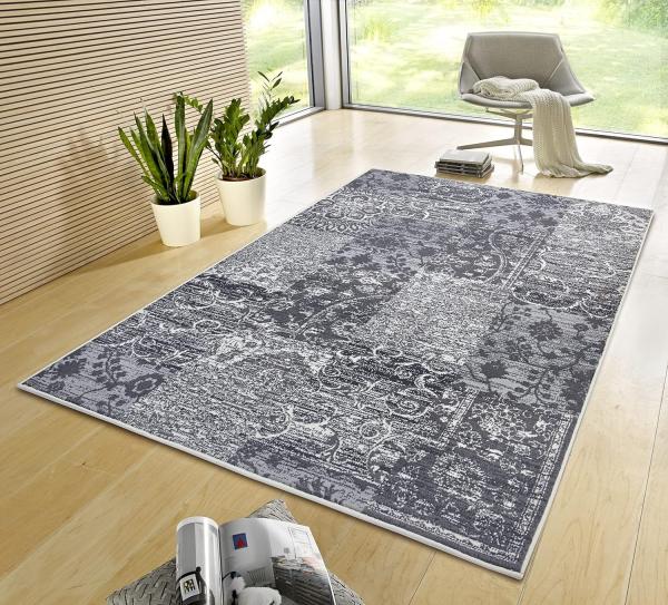 Kurzflor Teppich Bloques Grau Creme - 120x170x0,9cm