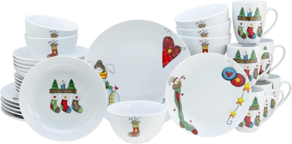 CreaTable Kombiservice Luna Socken Kombiservice 30-tlg (30-tlg), Porzellan