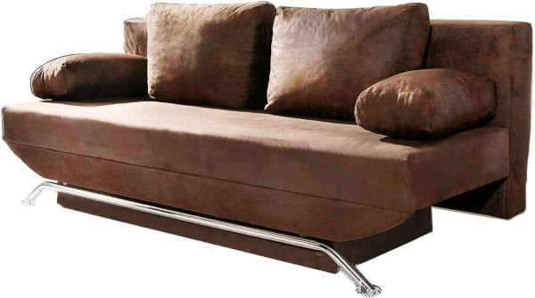 Schlafsofa Cady 200x90 cm Braun Antik Optik Bettkasten