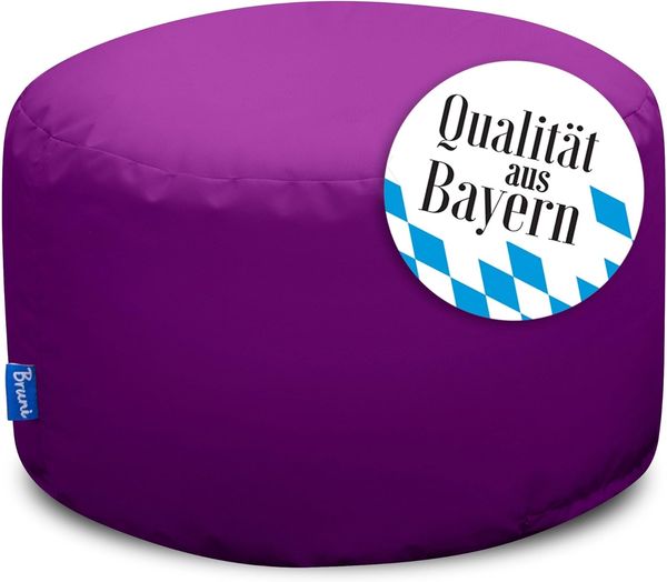 Bruni Pouf Sitzhocker L in Violett – runder Sitzpouf, Indoor und Outdoor als Fußhocker, Yoga-Sitzkissen, Meditationskissen geeignet