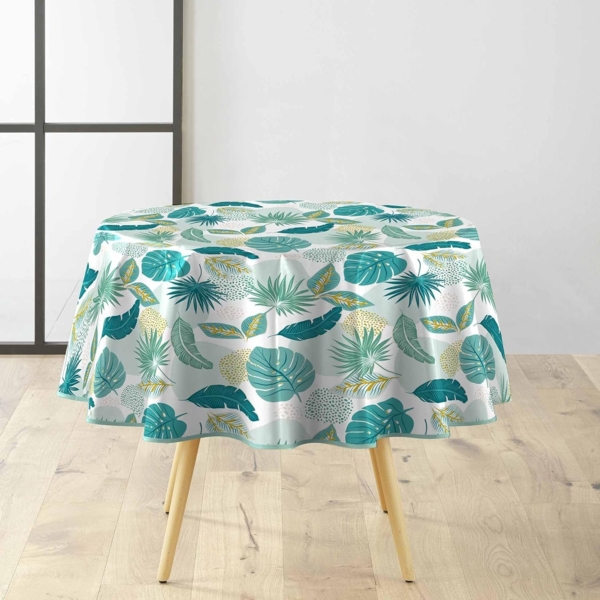 Douceur d'Intérieur, Tischdecke rund (Ø 160 cm) Plantania blau, PVC, Textilia Bild 2