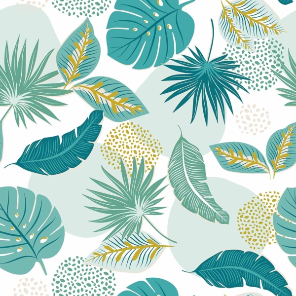 Douceur d'Intérieur, Tischdecke rund (Ø 160 cm) Plantania blau, PVC, Textilia Bild 1