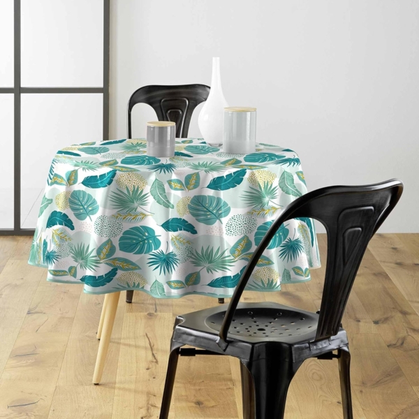 Douceur d'Intérieur, Tischdecke rund (Ø 160 cm) Plantania blau, PVC, Textilia Bild 3