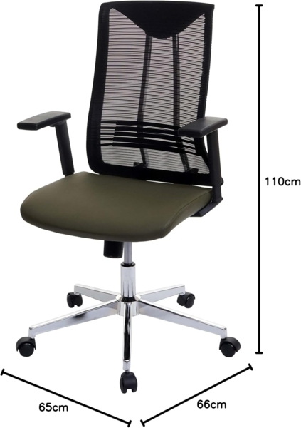 Bürostuhl HWC-J53, Drehstuhl Schreibtischstuhl, ergonomisch Kunstleder ~ olivgrün Bild 3