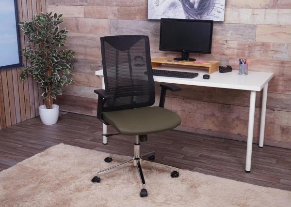 Bürostuhl HWC-J53, Drehstuhl Schreibtischstuhl, ergonomisch Kunstleder ~ olivgrün Bild 2