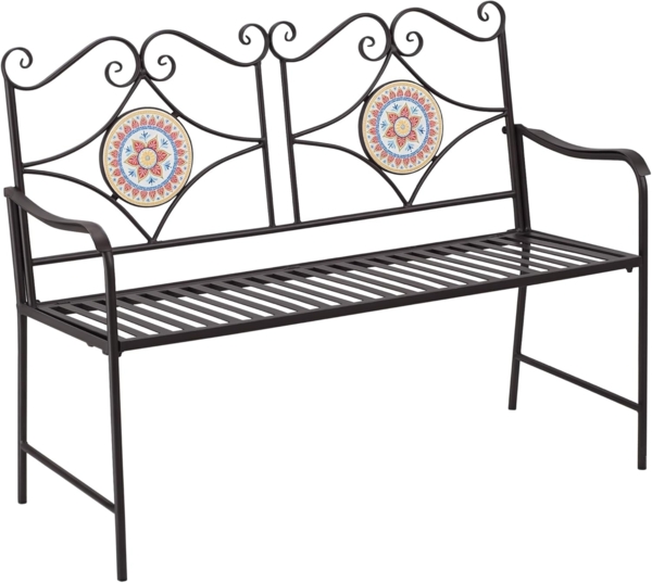 Outsunny Bank 2-Sitzer Parkbank mit Rückenlehne, Armlehne