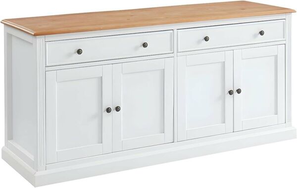 Vente-unique - Sideboard mit 4 Türen & 2 Schubladen - Kiefernholz - Weiß - HONFLEUR
