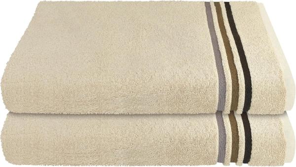 Schiesser Duschtuch Skyline Color, 2er Set, mit Webbordüre, 100% Baumwolle Beige