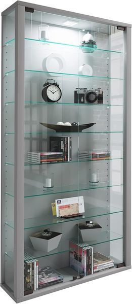 VCM Standvitrine Lumo 906123 Silber H. 113 x B. 59 x T. 18 cm