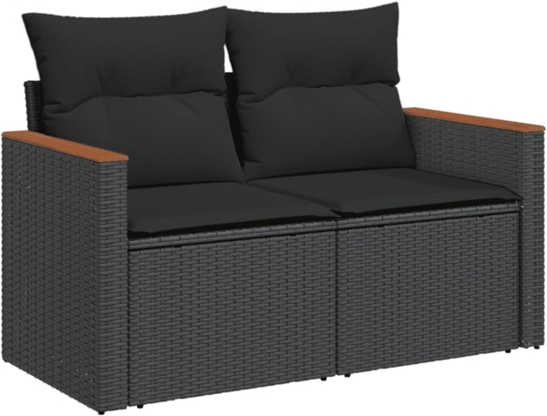 vidaXL 6-tlg. Garten-Sofagarnitur mit Kissen Schwarz Poly Rattan 3273071 Bild 4
