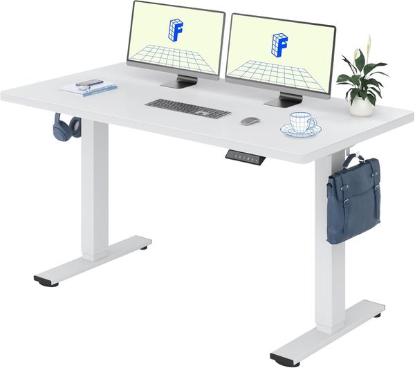 Flexispot EG1 Höhenverstellbarer Schreibtisch Elektrisch 2-Fach-Teleskop mit Tischplatte (Weiß, Gestell Weiß, 140x70 cm)