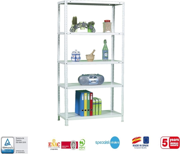 SimonRack Schwerlastregal, Lagerregal, 180 x 90 x 30 Metallregal, Kellerregal, Biegestelle 75 kg, 5 Fachböden, Weiss - Advantage Bild 10