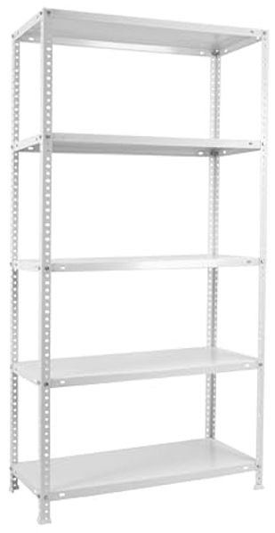SimonRack Schwerlastregal, Lagerregal, 180 x 90 x 30 Metallregal, Kellerregal, Biegestelle 75 kg, 5 Fachböden, Weiss - Advantage