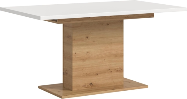 Ausziehbarer Esstisch (B/H/T): 150-190x76x80 in Artisan Nachbildung und weiß Nachbildung mit Säulen-Fußgestell