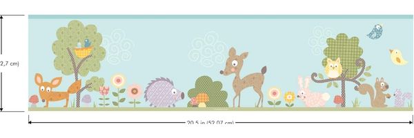 RoomMates wandSticker Wooland Animal 22,8x457 cm vinyl aqua
