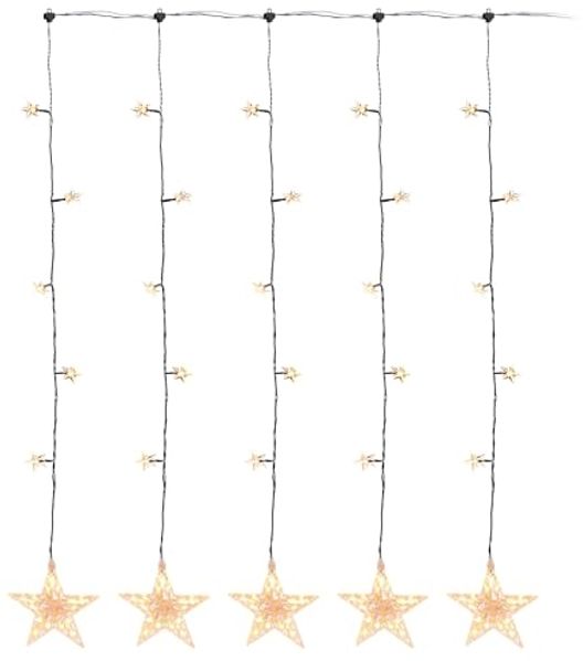 Spetebo Lichtervorhang Stern Lichtervorhang 105x100 cm warmweiß, 30-flammig, mit 5 großen und 25 kleinen Sternen zur weihnachtlichen Dekoration