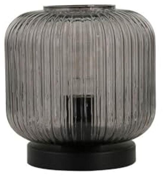 HOME DELUXE Tischlampe aus Glas LILY - Rauchgrau