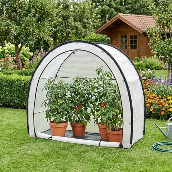 Tomatengewächshaus aus Folie Larshasas 180x80x170 cm Transparent [en. casa]