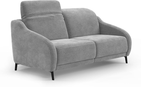 CAVADORE 3er-Sofa Blue, 3-Sitzer Couch im modernen Design mit motorischer TV-Funktion inkl. klapptisch, USB-Anschluss, Kopfteilverstellung, mattschwarzen Metallfüßen, Mikrofaser, Mittelgrau Bild 6