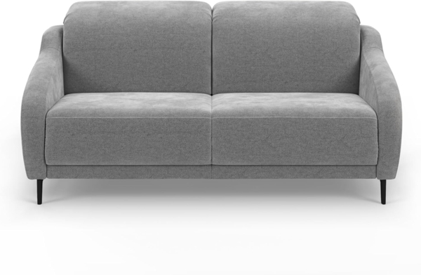 CAVADORE 3er-Sofa Blue, 3-Sitzer Couch im modernen Design mit motorischer TV-Funktion inkl. klapptisch, USB-Anschluss, Kopfteilverstellung, mattschwarzen Metallfüßen, Mikrofaser, Mittelgrau Bild 9