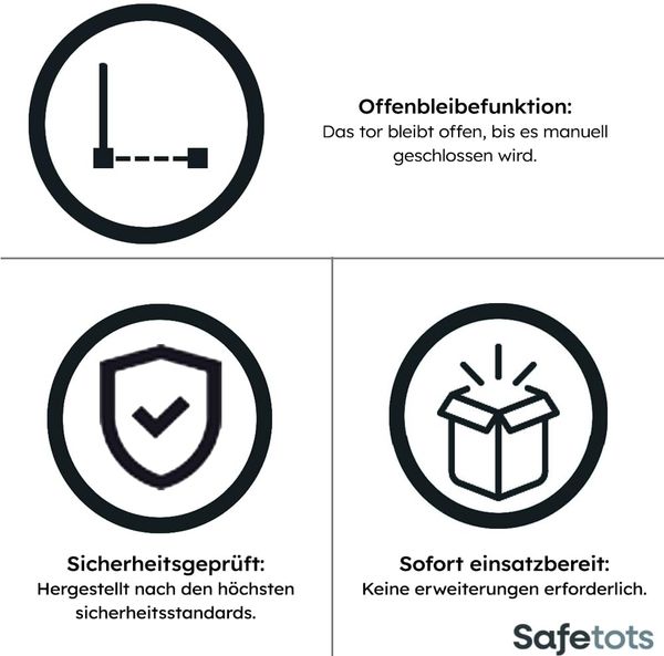 Safetots Extrahoher Metall-Sicherheitsgitter, Druckmontage, 75cm - 82. 6cm, Mattschwarz, 104cm Höhe, Extrahohe Treppengitter, Gitter für hohe Babys, Einfache Installation Bild 5
