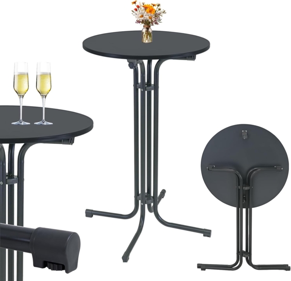 TRUTZHOLM Stehtisch klappbar Ø 70 cm Höhe 110 cm Stahl Gastrotisch Partytisch Bistrotisch Gartentisch Indoor & Outdoor für Hochzeiten und Gartenfeste wetterbeständig pflegeleicht