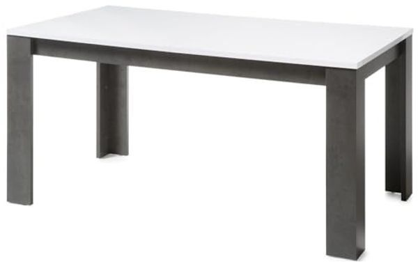 Esstisch Etero - Weiß Hochglanz Dark Concret - ausziehbar