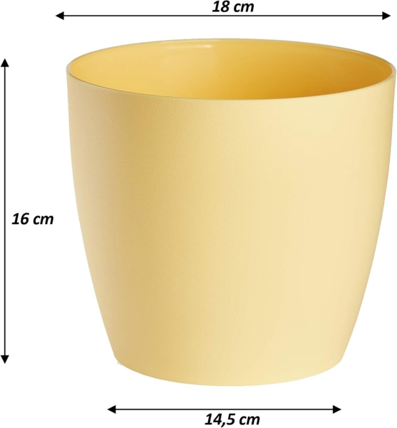 Tymar Blumentopf, 2er-Pack, Pflanzentopf aus Kunststoff, Moderne, matt, Runde Form (Gelb, ø 18 cm) Bild 2