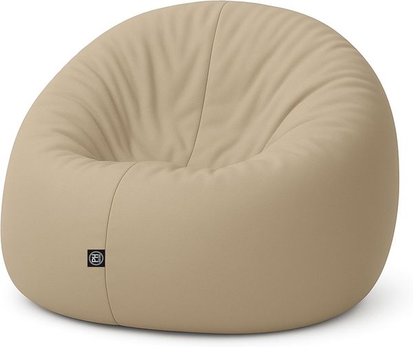 PATCH HOME 2-in-1 Sitzsack Sessel - Gaming Bean Bag mit Reißverschluss - Bereits befüllt, Ergonomisch & Robust für Kinder & Erwachsene - Indoor & Outdoor, Wetterfest (Beige, 155cm)