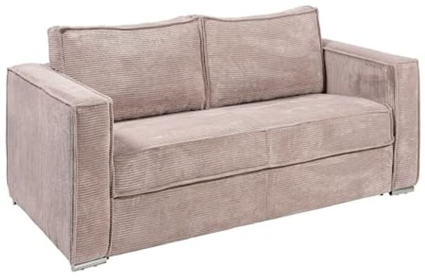 Vente-unique - LORETO Sofa SamtStoff Puderrosa - B 223 cm95 cm x H 90 cm x L 195 cm