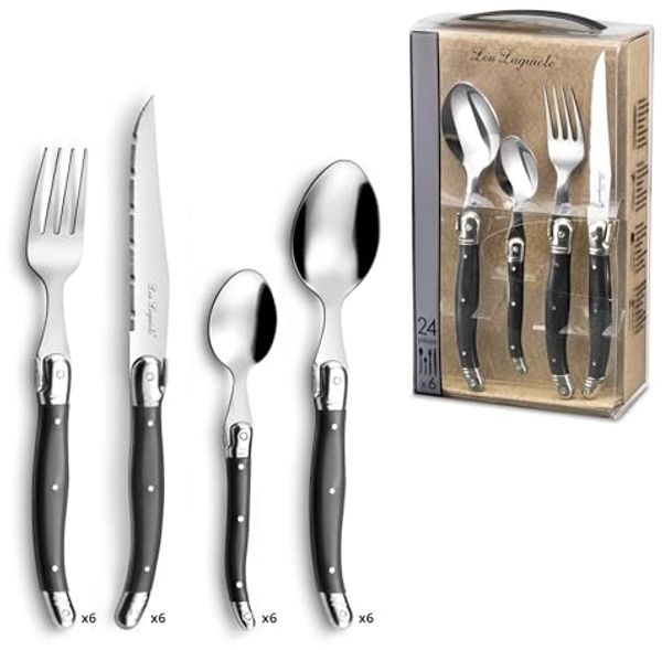 Lou Laguiole LAGUIOLE / TRADITION Besteckset 24-teilig anthrazit hochglanzpoliert