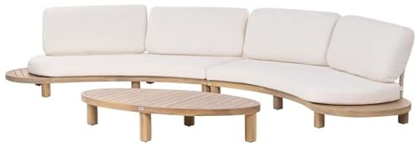 Gartensofa mit Tisch 4-Sitzer NUMANA Akazienholz Cremeweiß