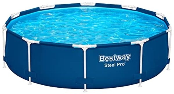 Bestway Rundpool Rahmenpool, Gartenpool, Steel Pro Frame Pool, mit Filterpumpe, (Fassungsvermögen: 4678 l, BESTWAY56679), Pool, Filterpumpe, Schläuche und Anschlüsse, Abmessungen: 305x76 cm